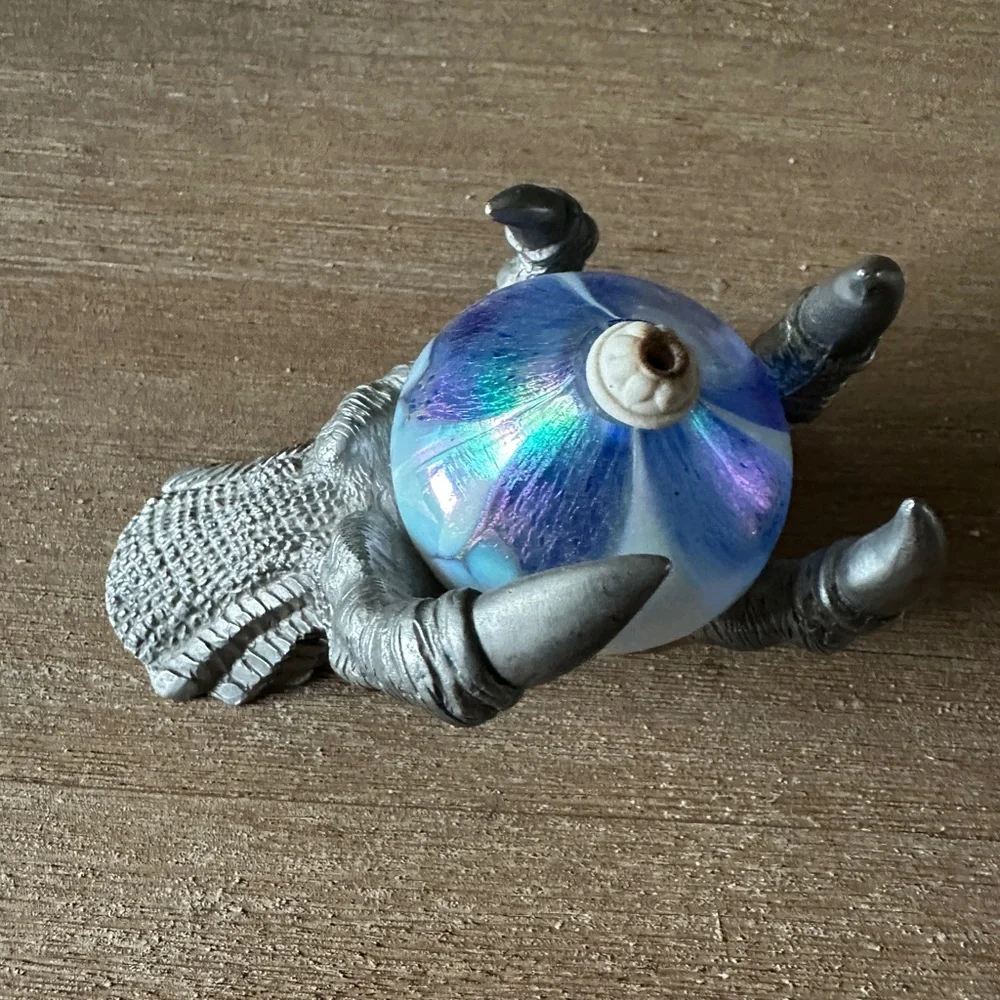 Rare Perth Pewter 1989 Dragon Claw with Glass Oil Lamp